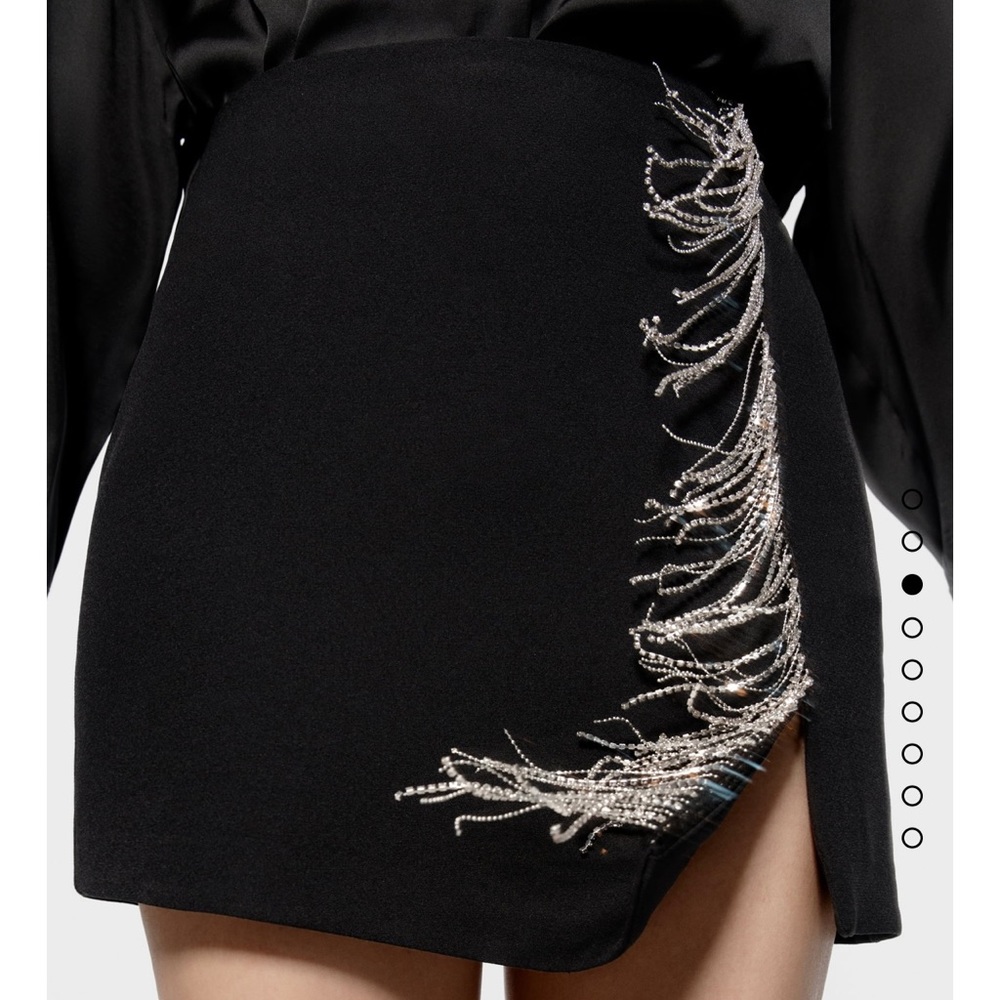 ZARA crystal fringe skirt